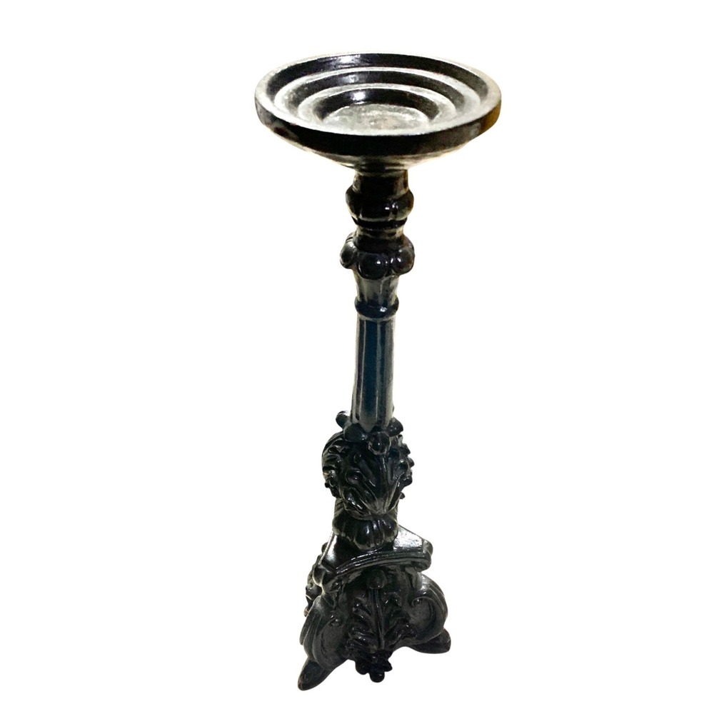 Large Black Gothic Candle Holder 19" Ornate Victorian Candelabra Spooky Chic